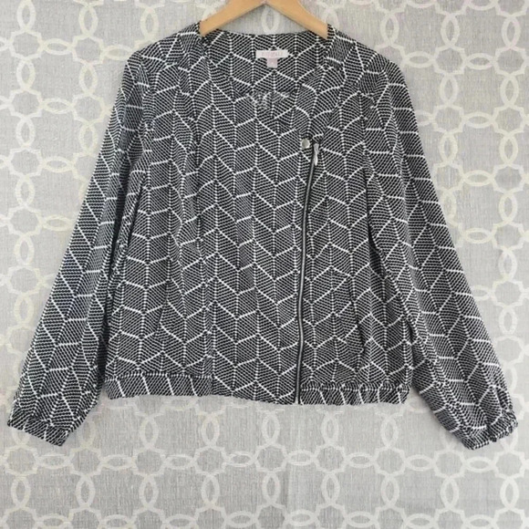 Roz‎ & Ali Full Zip Pattern Long Sleeve Shirt Women's M - Picture 1 of 9